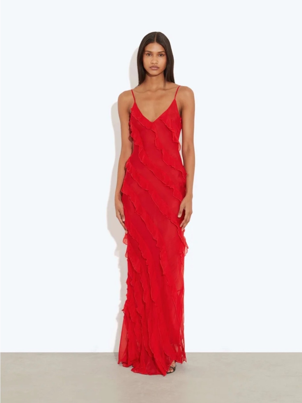 Rat & Boa Cecelia Red Ruffle Gown